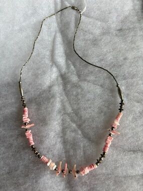 Vintage sterling silver and mother of pearl bird necklace